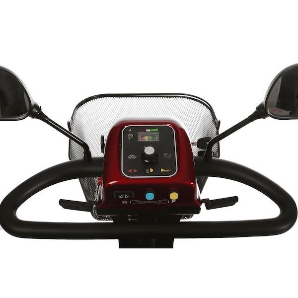 merits health s141 pioneer 4 mobility scooter red dashboard view